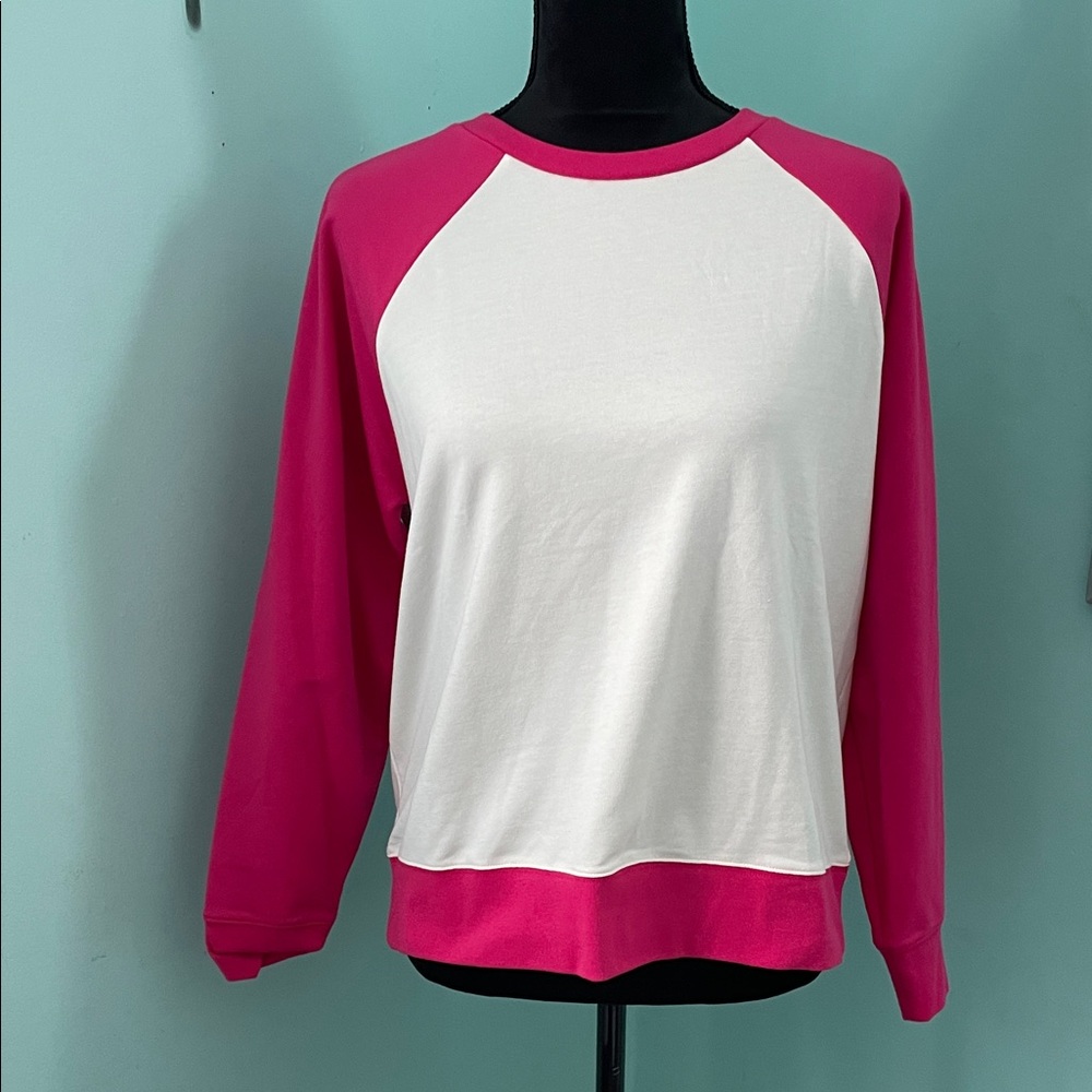 J. Crew Pink and White Lightweight Sweatshirt
